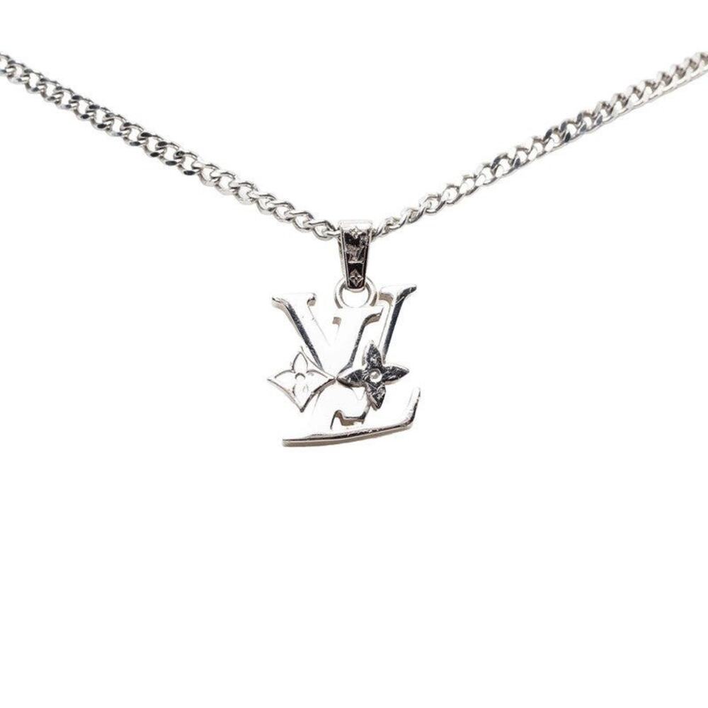 Louis Vuitton Monogram Raw Chain Necklace Silver